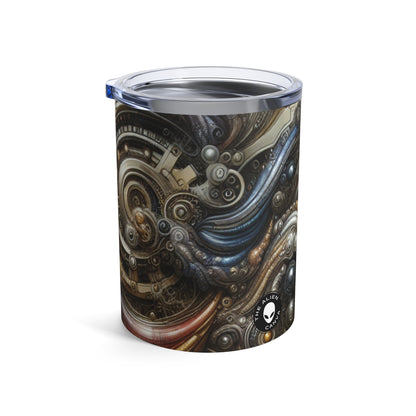 "Bio-Mech Cityscape: Harmonious Fusion" - The Alien Tumbler 10oz Bio-mechanical Art