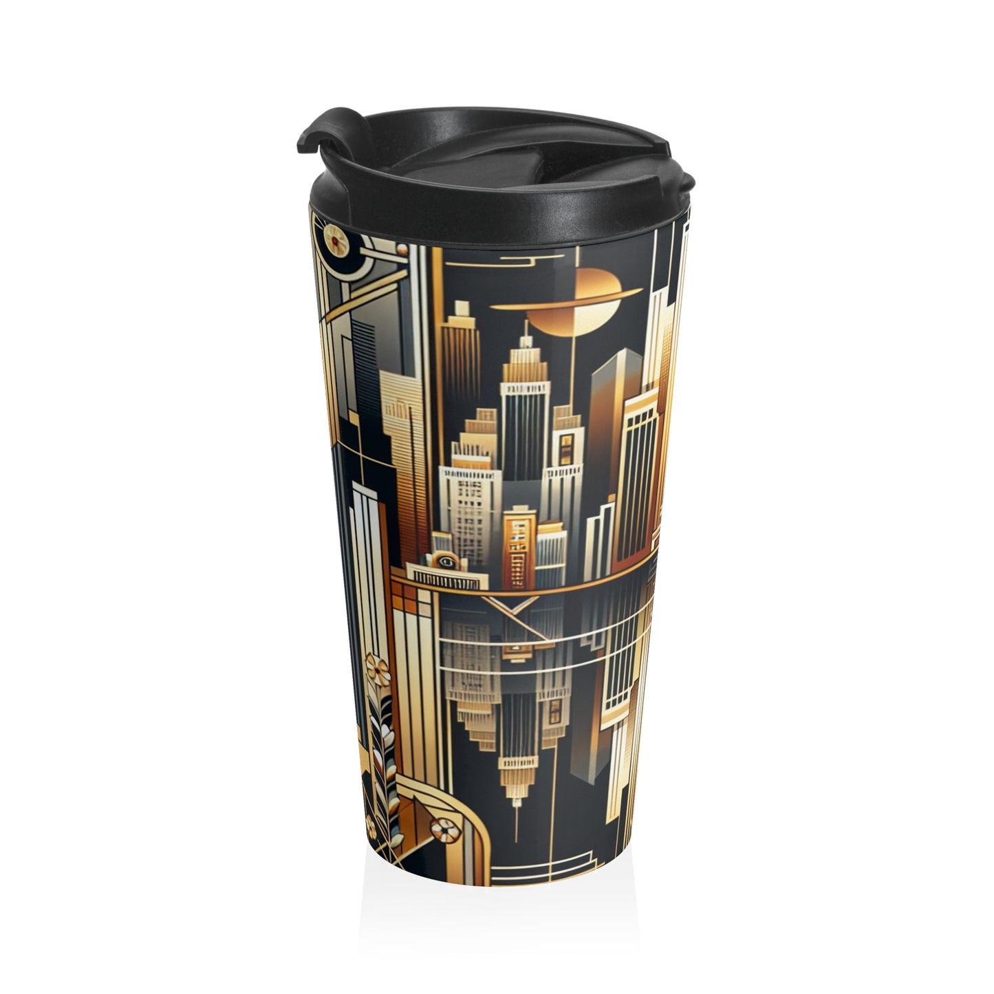 "Luxe Deco: Artistic Elegance at The Grand Hotel" - The Alien Stainless Steel Travel Mug Art Deco