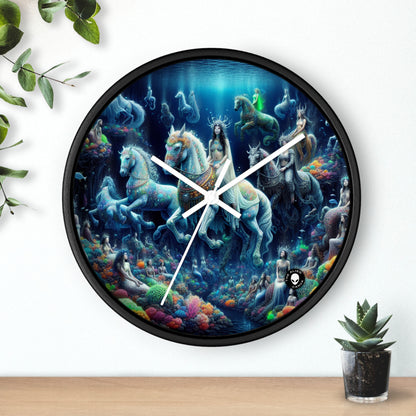 "Enchanted Underwater Realm: Mermaids and Seahorses" - The Alien Wall Clock