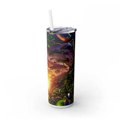 « Crépuscule dans la jungle : une rencontre sauvage » - Le verre fin Alien Maars® avec paille 20 oz