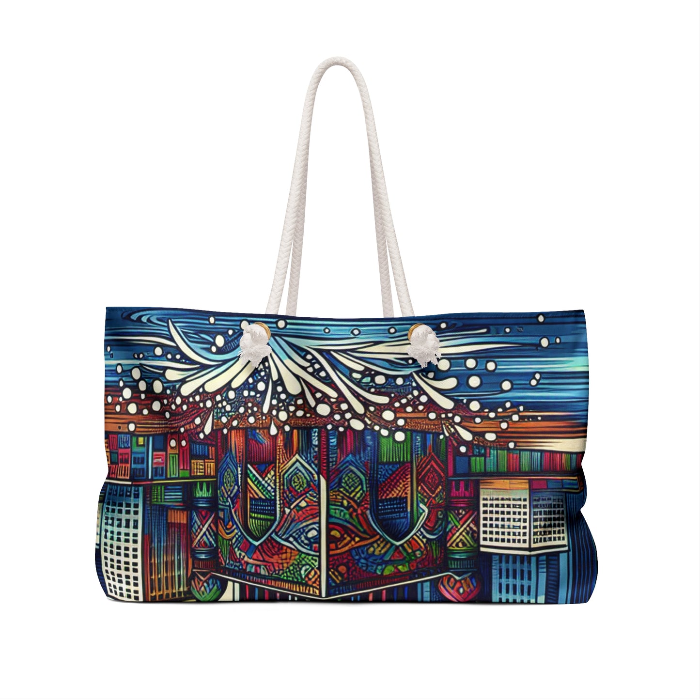 "Bright City: A Pop of Color on the Skyline" - The Alien Weekender Bag Street Art / Graffiti Style