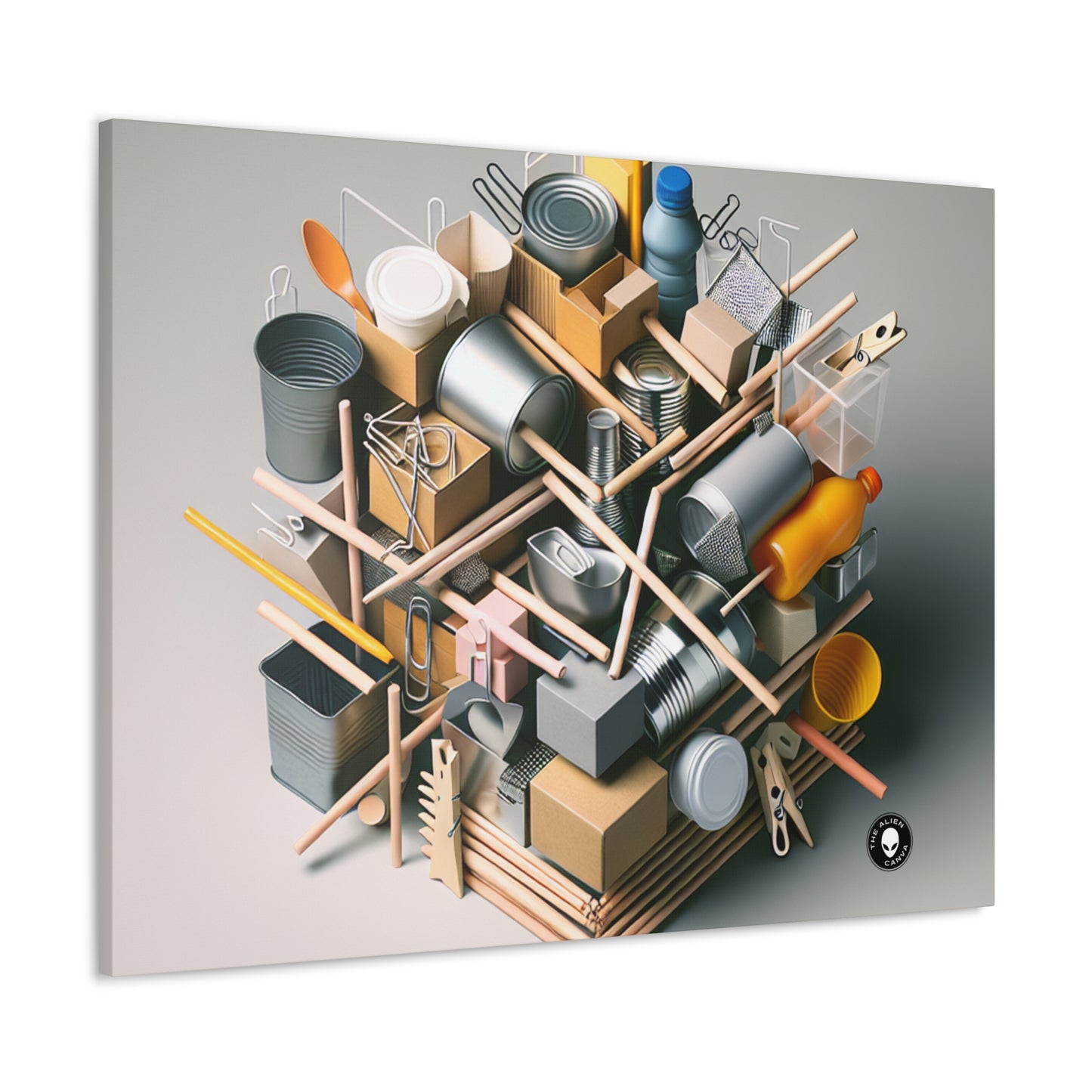 "Household Monochrome: Crafting a 3D Cubist Artwork" - The Alien Canva Cubism