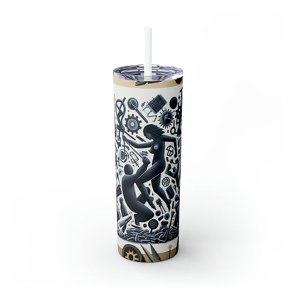 "Power Struggle: A Celebration of Resistance" - The Alien Maars® Skinny Tumbler with Straw 20oz Transgressive Art