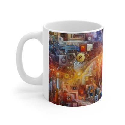 "Noches de ciudades futuristas: una metrópolis deslumbrante de innovación e imaginación" - The Alien Ceramic Mug 11oz Digital Art