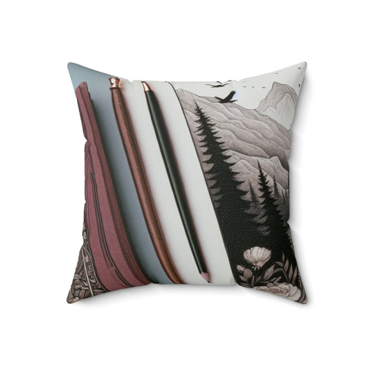 "Twilight Serenity: A Romantic Landscape"- The Alien Spun Polyester Square Pillow Romanticism