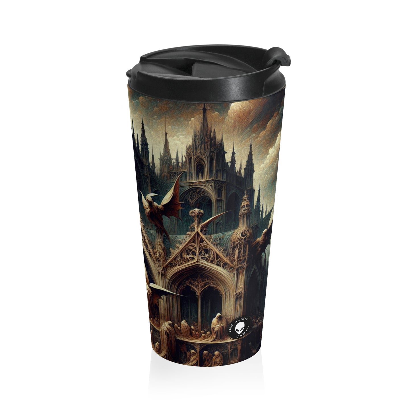 - La tasse de voyage en acier inoxydable Alien Art gothique