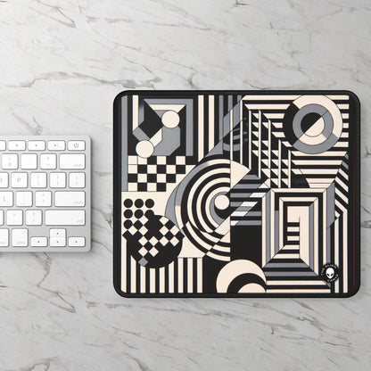 "Mesmerize: Bold Op Art Geometry in Black and White" - The Alien Gaming Mouse Pad Op Art