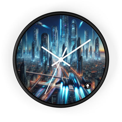 « Neon Skyline : Paysages urbains du futur » – L'horloge murale Alien