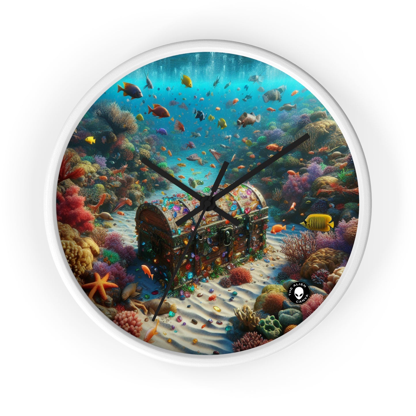 "Jeweled Depths: Discover the Hidden Treasure" - The Alien Wall Clock