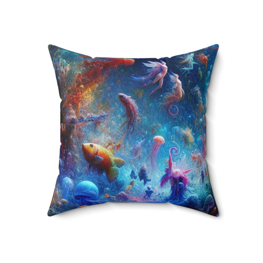 "Glowing Coral Dance Party"- The Alien Spun Polyester Square Pillow