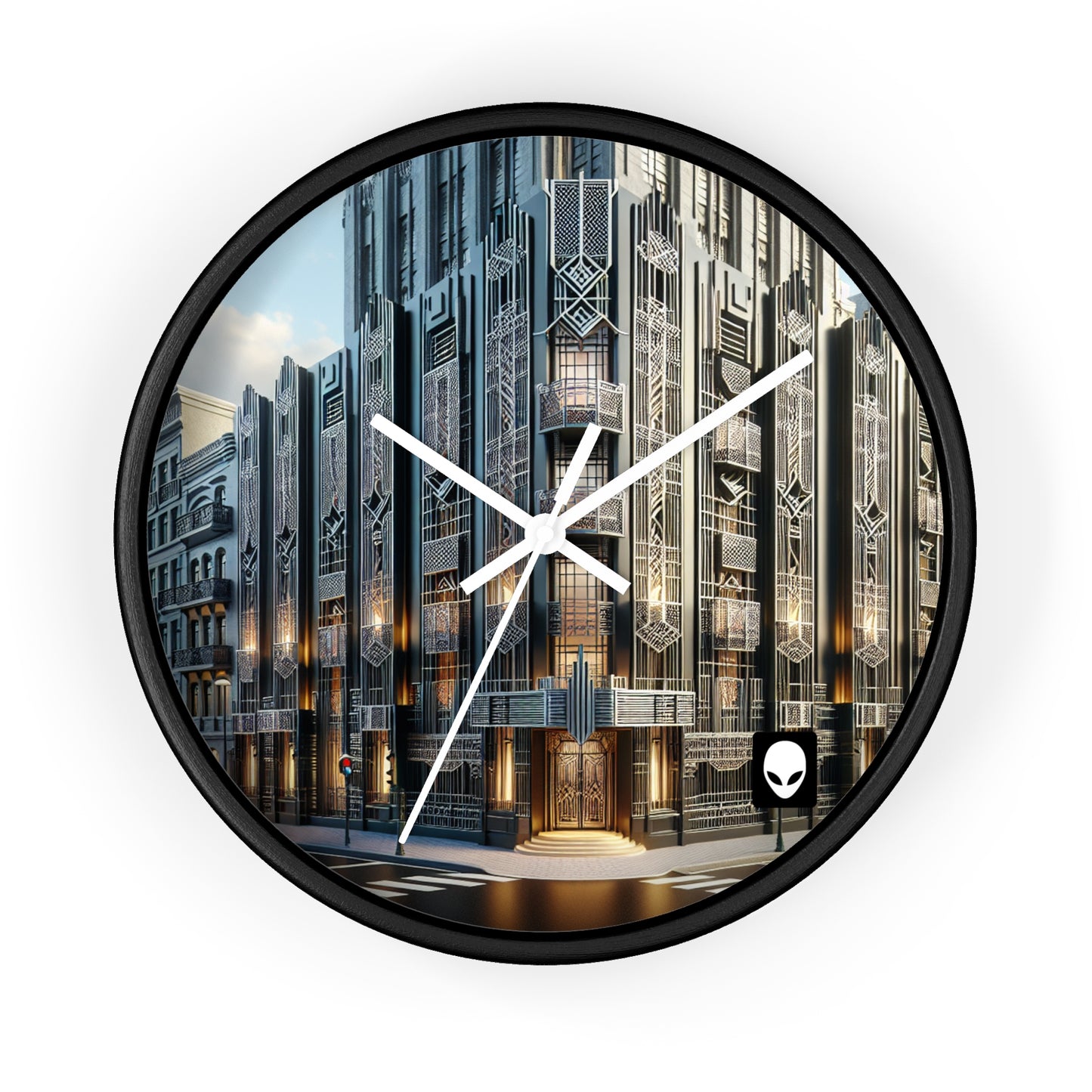 "Illuminating Elegance: An Art Deco City Street" - The Alien Wall Clock Art Deco Style