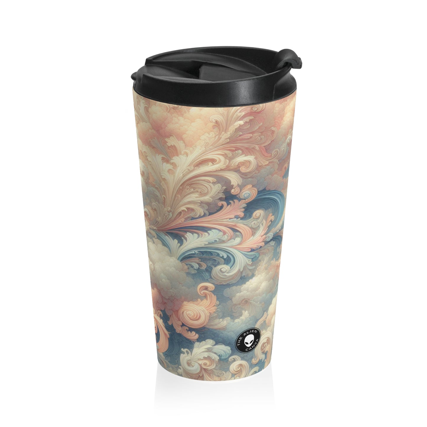 "Rococo Reverie: A Luxurious Ballroom Scene" - La tasse de voyage en acier inoxydable Alien Rococo