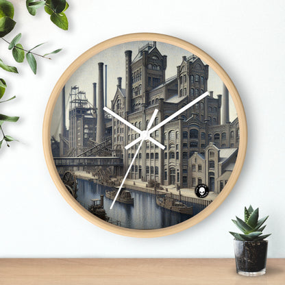 "Precisión urbana: paisaje urbano moderno al estilo del precisionismo" - El reloj de pared alienígena Precisionismo