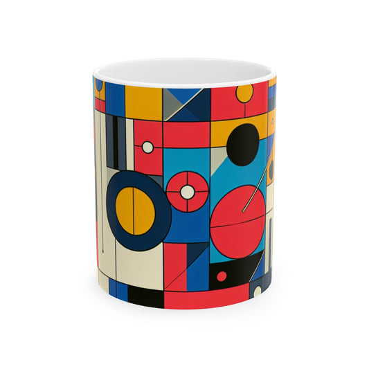 "Armonía en la naturaleza: abstracción geométrica" ​​- Taza de cerámica The Alien 11oz Abstracción geométrica