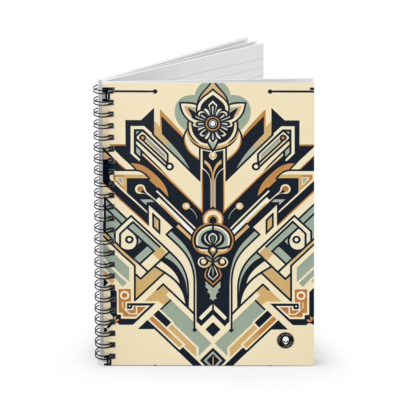 "Glamorous Nights: An Art Deco Cityscape" - The Alien Spiral Notebook (Ruled Line) Art Deco