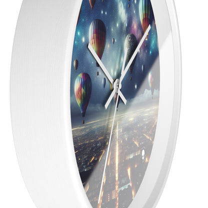 "Starry Night Voyage: Hot Air Balloons Over the City" - The Alien Wall Clock