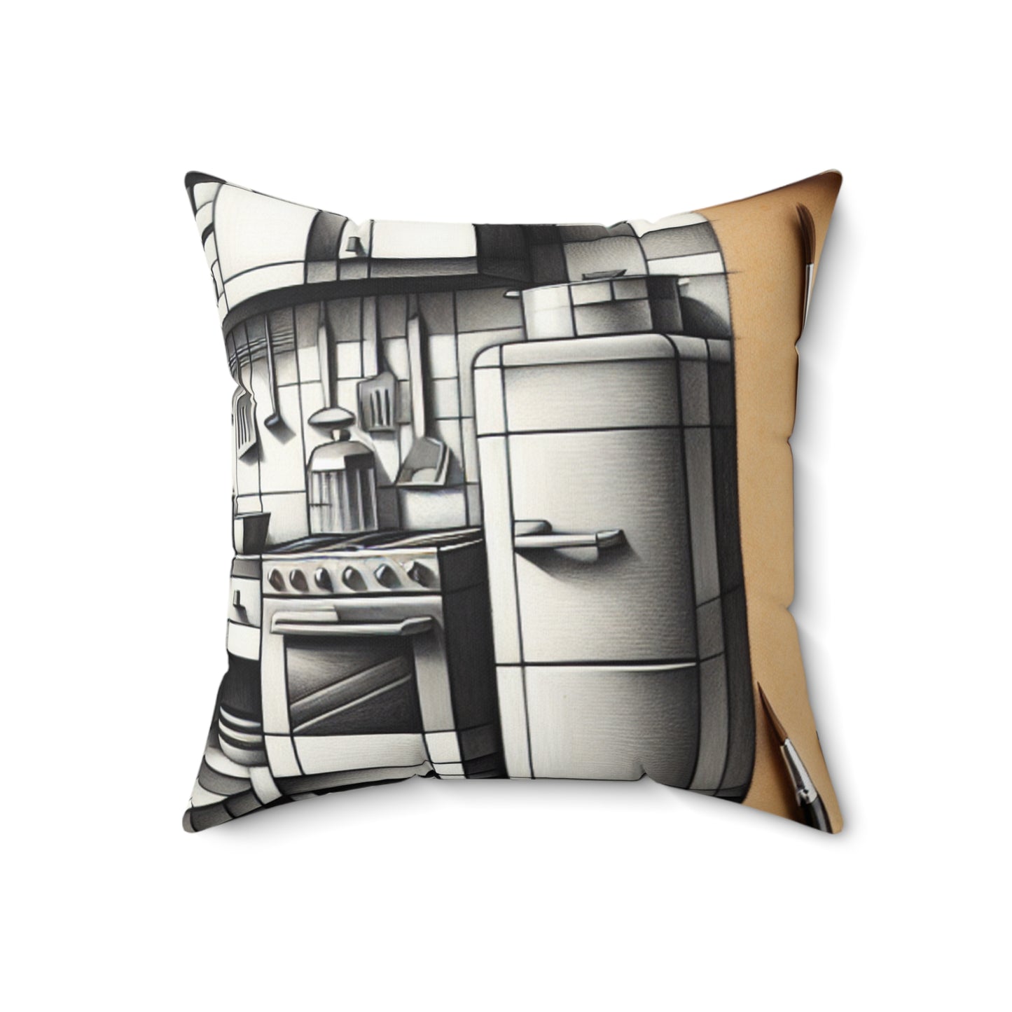 "Cubist Kitchen Collage" - The Alien Spun Polyester Square Pillow Cubism Style