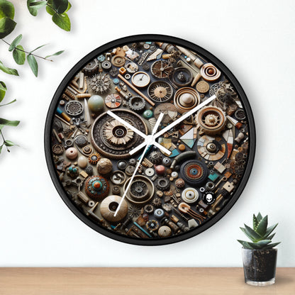 "Nature's Tapestry: Assemblage Art with Found Objects" - The Alien Wall Clock Assemblage Art