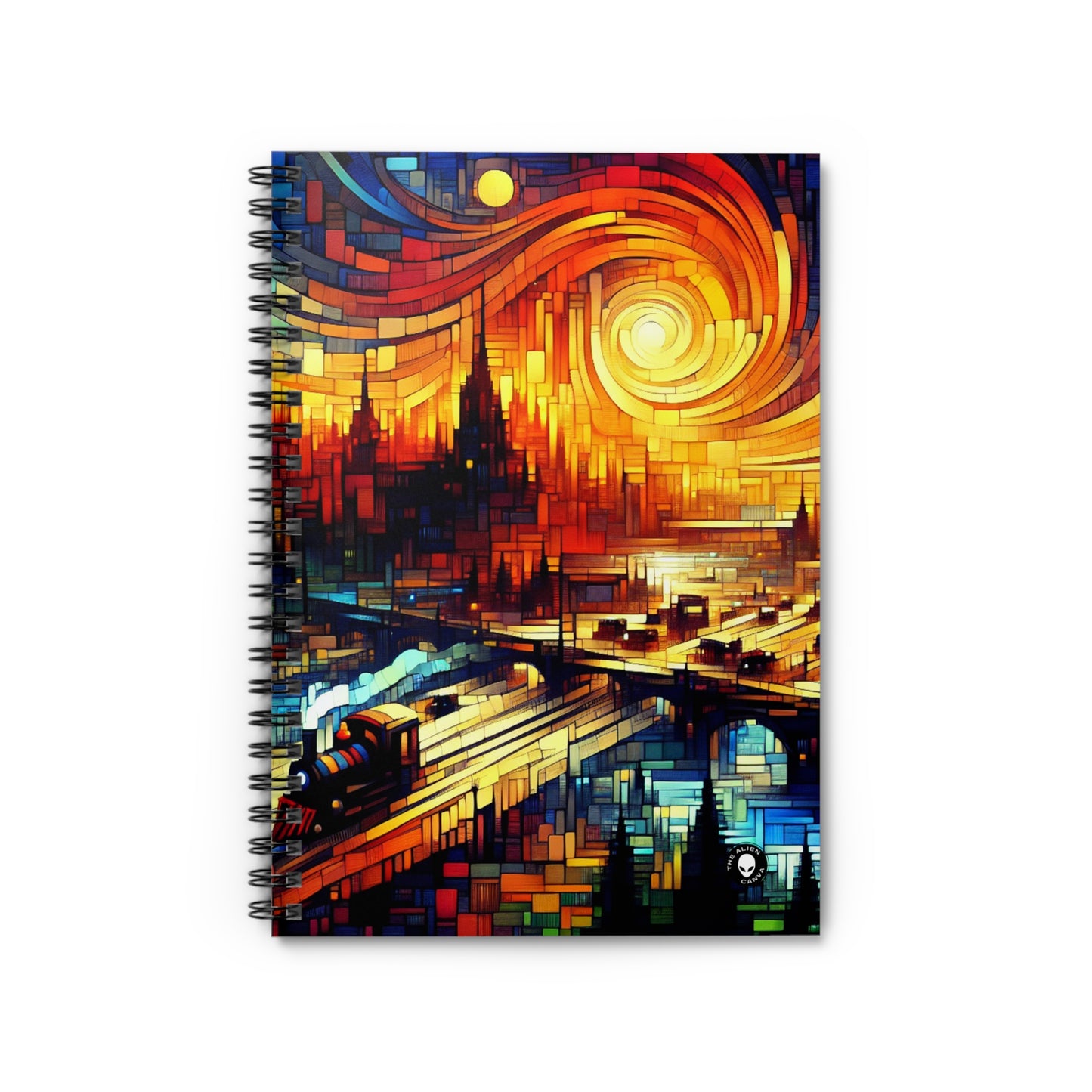 "Un monde au-delà : un paysage de jeu fantastique épique" - The Alien Spiral Notebook (Ruled Line) Art du jeu vidéo