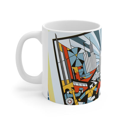 "Constructive City: A Vibrant Celebration of Urban Progress" - The Alien Ceramic Mug 11oz Constructivism