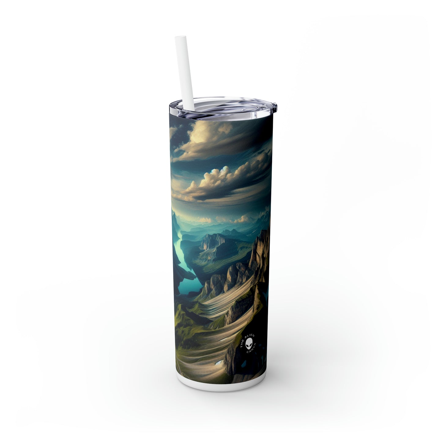 "Dripping Delight : Fraise hyperréaliste" - The Alien Maars® Skinny Tumbler avec paille 20oz Hyperréalisme