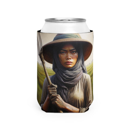 "Farmer in the Fields: A Weathered Reflection" - The Alien Can Cooler Sleeve Realism