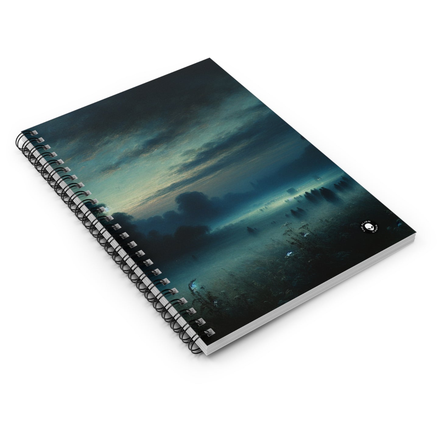 "Misty Twilight: A Tonalism Journey into Silent Serenity" - The Alien Spiral Notebook (Ruled Line) Tonalism