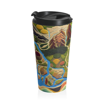 "Mapping Mother Nature: Crafting a Living Mural of Our Region". - The Alien Stainless Steel Travel Mug Land Art Style