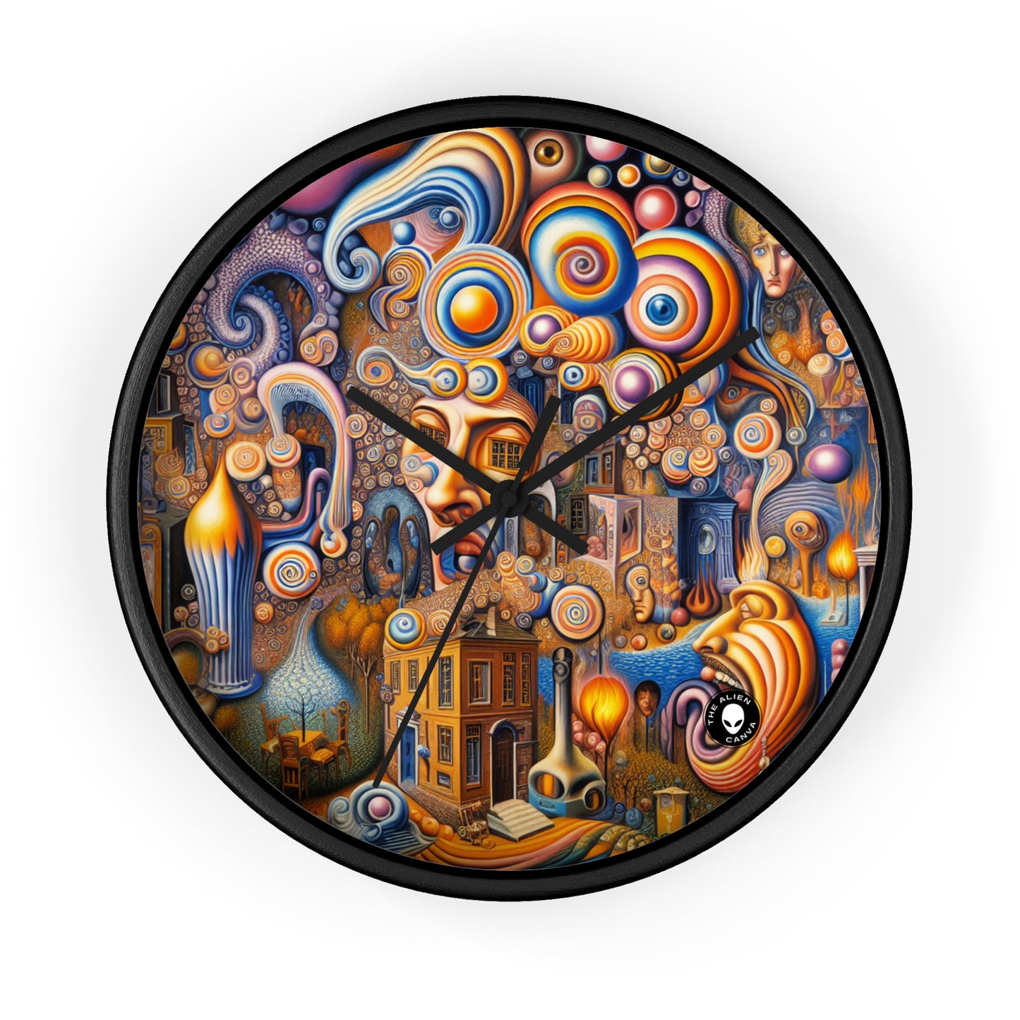 "Melted Time: A Whimsical Dance of Dreams" - The Alien Wall Clock Surrealism