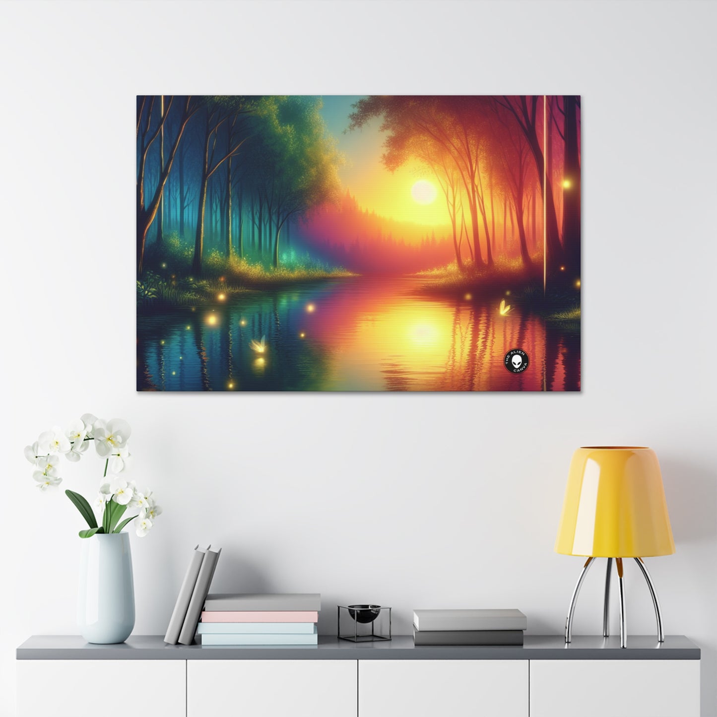 "Dusk Enchantment: A Magical Forest Scene" - The Alien Canva