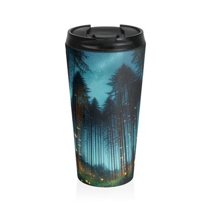 "Twilight Enchantment: Firefly Forest" - The Alien Stainless Steel Travel Mug