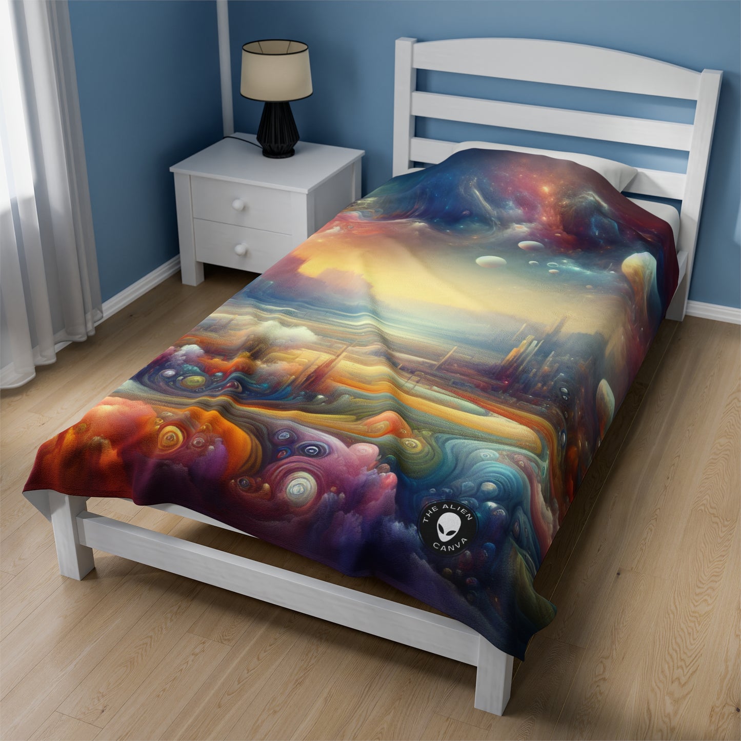 « Dreamscape Delights : A Surreal Painting » - La couverture en peluche Alien Velveteen