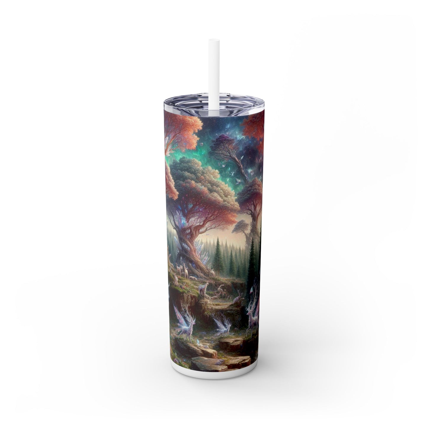 "Bosque de Cristal: Un Reino Mágico" - Vaso estrecho con pajita de 20 oz de Alien Maars®