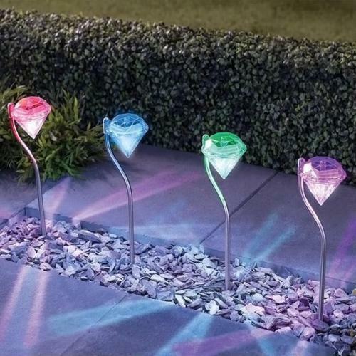 Luz de diamante de jardín con energía solar