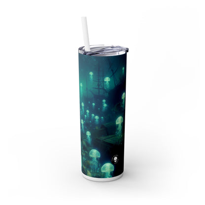 "Glowing Jellyfishes in the Deep" - The Alien Maars® Skinny Tumbler with Straw 20oz