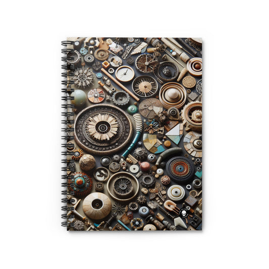 "Tapisserie de la nature : art d'assemblage avec des objets trouvés" - The Alien Spiral Notebook (Lined Line) Assemblage Art