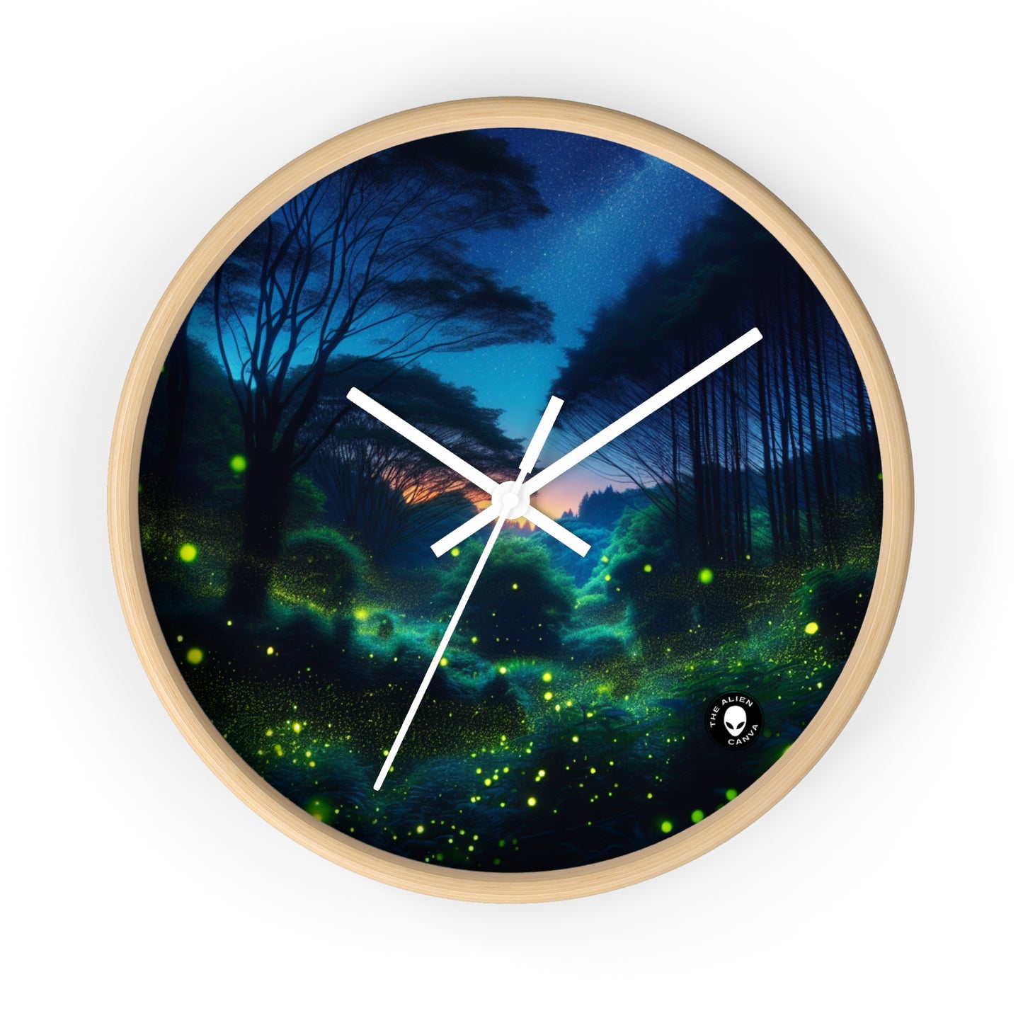 "Noche encantada: Luciérnagas en el bosque" - El reloj de pared extraterrestre