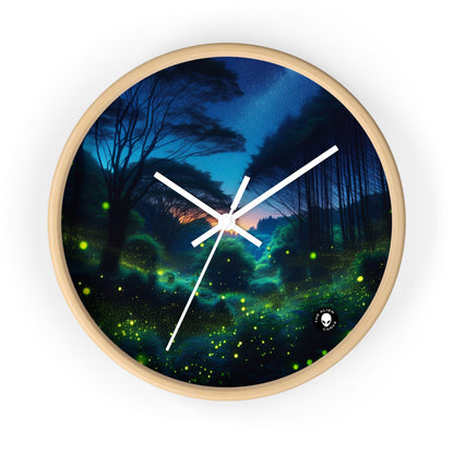 "Noche encantada: Luciérnagas en el bosque" - El reloj de pared extraterrestre