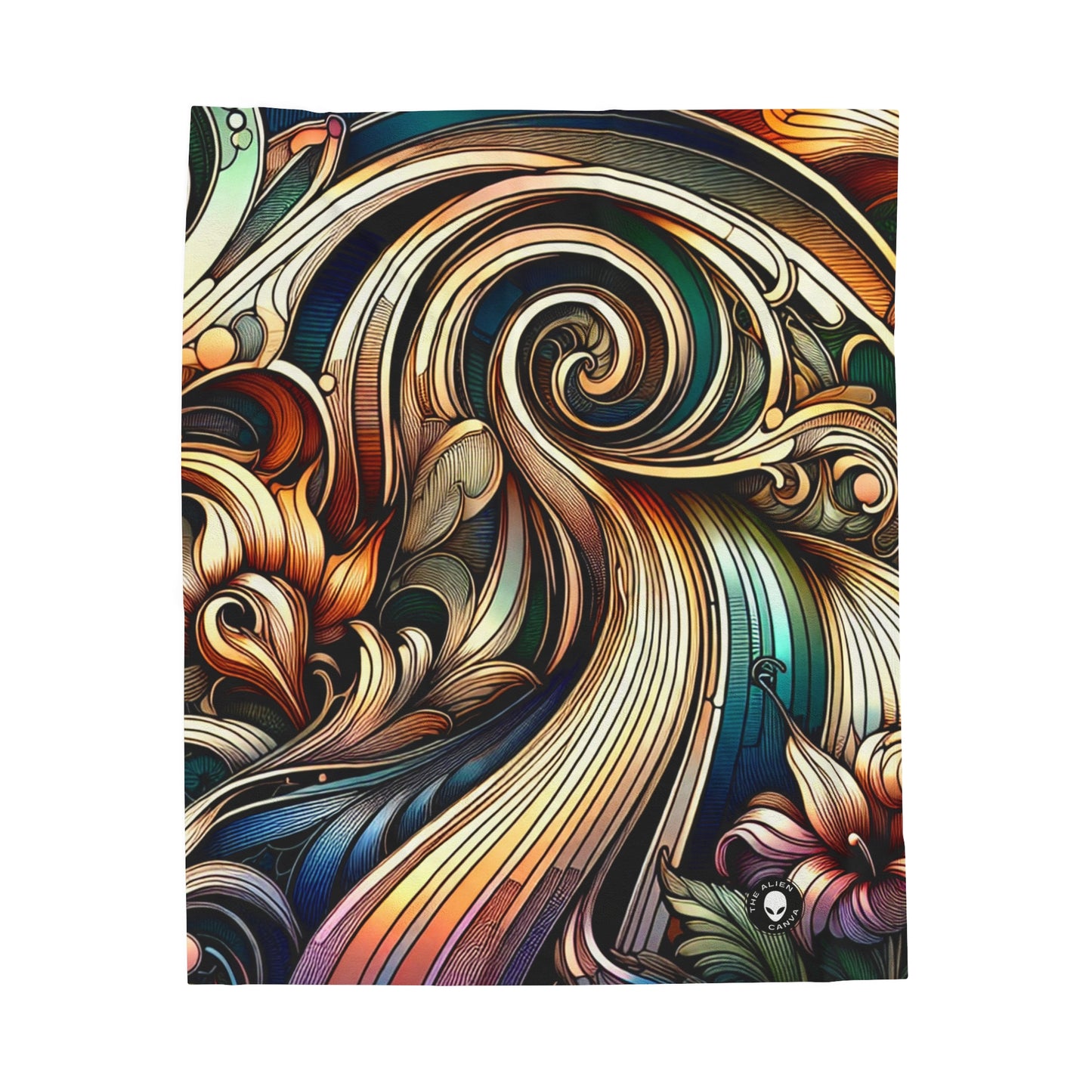 "Floral Elegance: Art Nouveau Botanical Garden Poster" - The Alien Velveteen Plush Blanket Art Nouveau