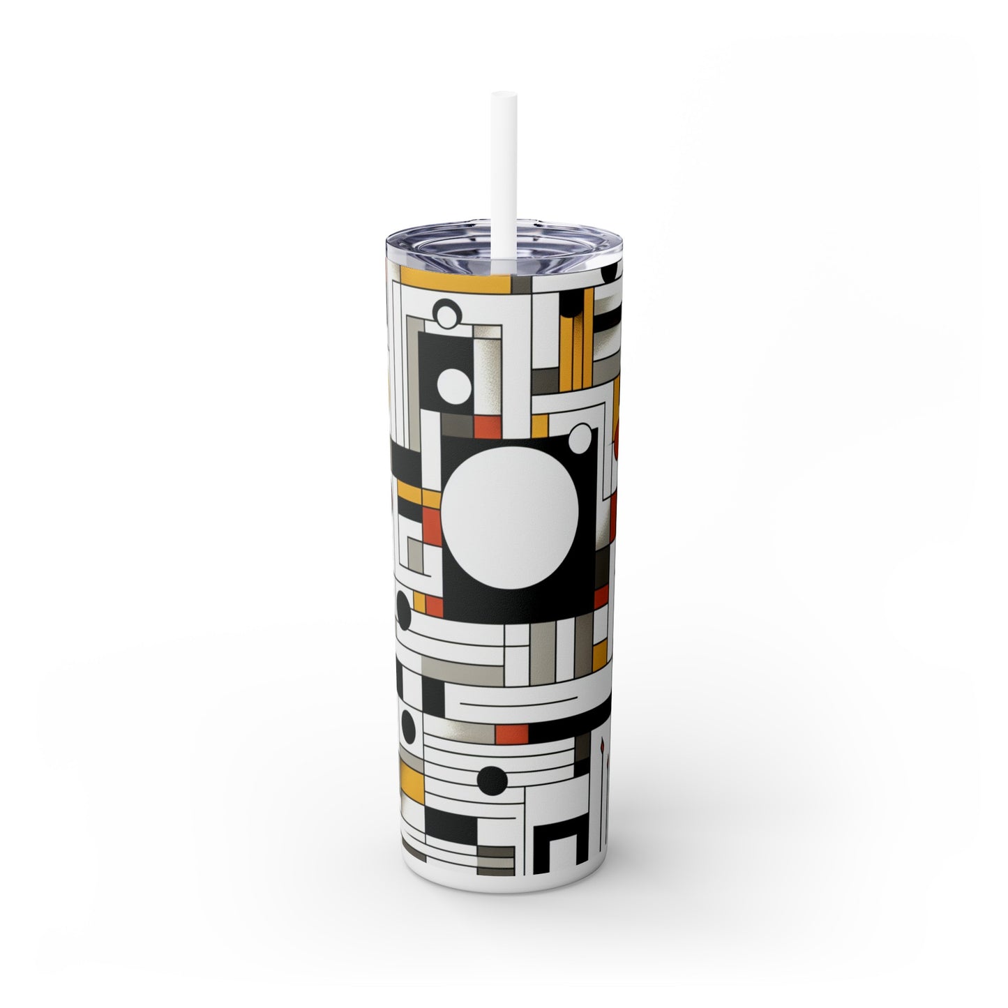 "Equilibrium in Abstract: Geometric Suprematism" - The Alien Maars® Skinny Tumbler with Straw 20oz Suprematism