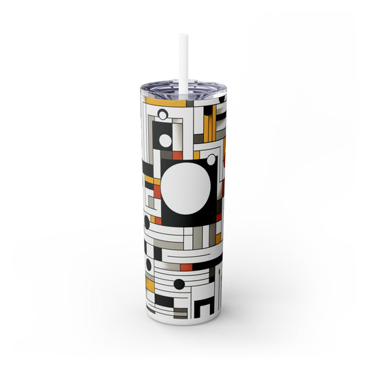 "Equilibrium in Abstract: Geometric Suprematism" - The Alien Maars® Skinny Tumbler with Straw 20oz Suprematism