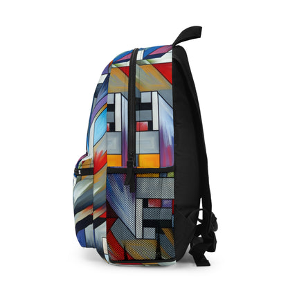 "City Pulse: A Vibrant Nighttime Geometric Journey" - The Alien Backpack Hard-edge Painting