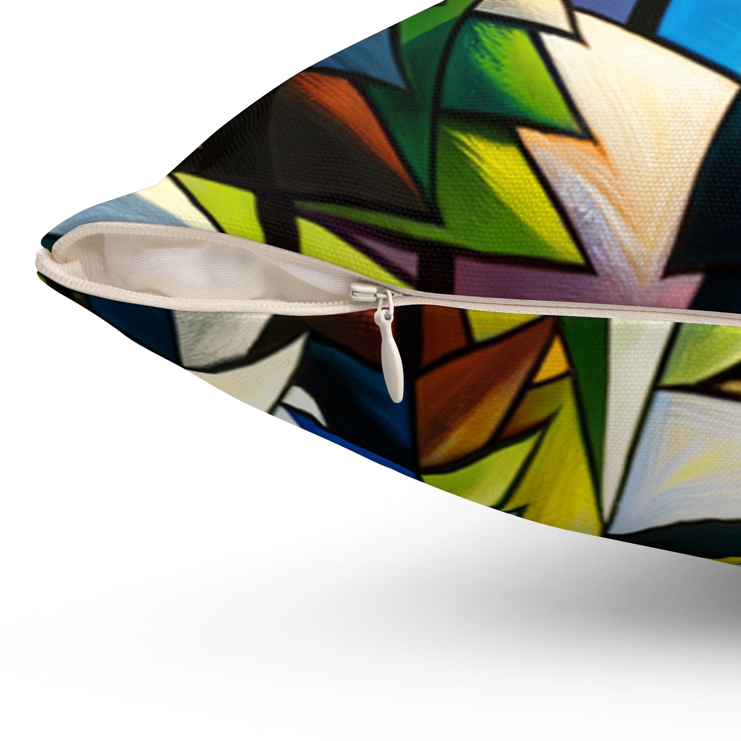 « Naturalisme cubique » - L’oreiller carré en polyester filé Alien Style cubisme