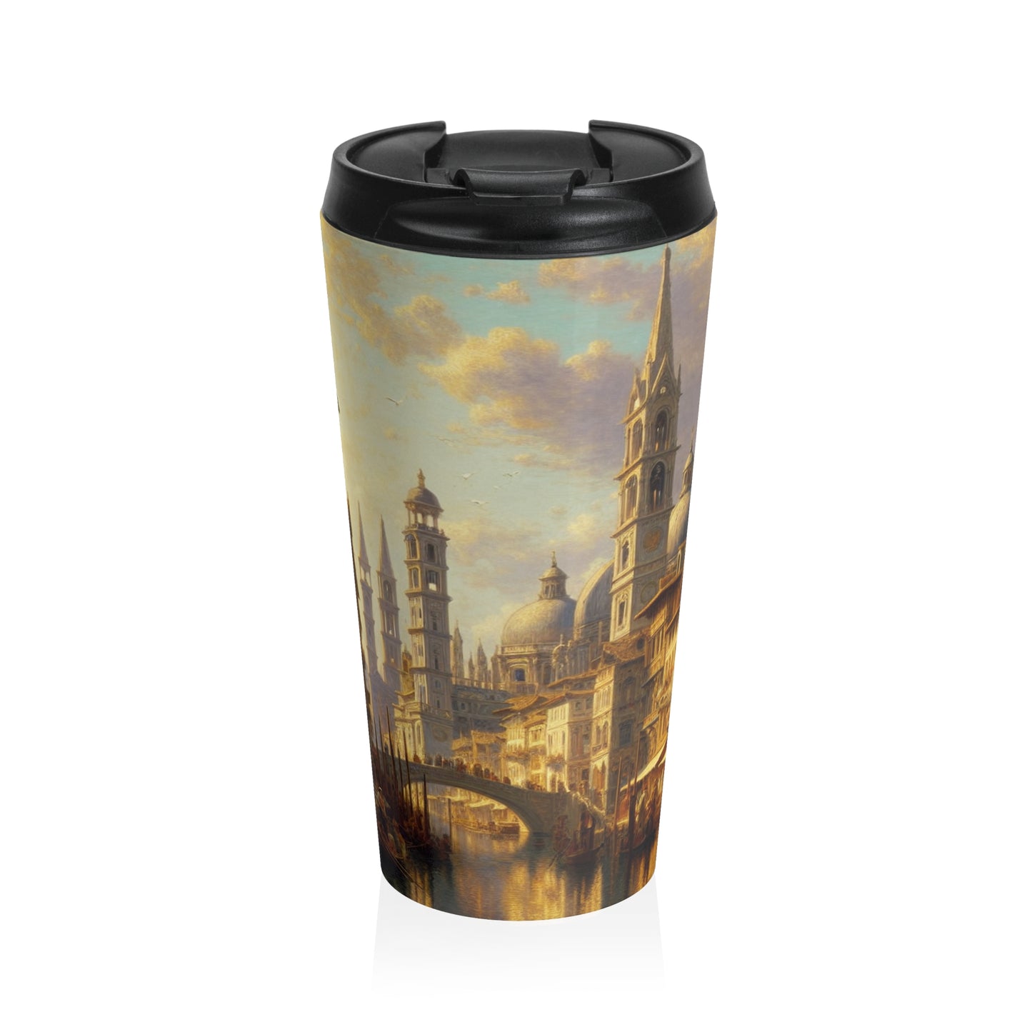 "Riviera Rhapsody: An Abstract Ode to the French Mediterranean" - The Alien Stainless Steel Travel Mug New European Painting