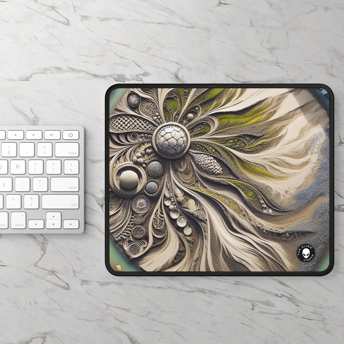 "Sandy Symphony: A Colorful Stone Mosaic on the Beach" - The Alien Gaming Mouse Pad Land Art