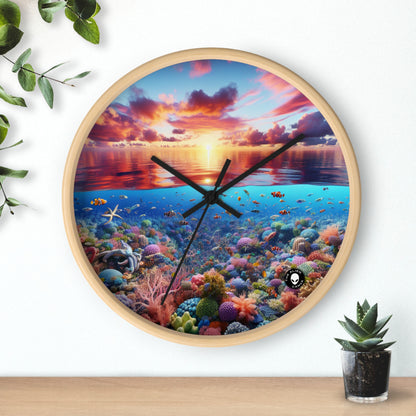 "Sunset Splendor : Récif de corail sous-marin" - L'horloge murale extraterrestre