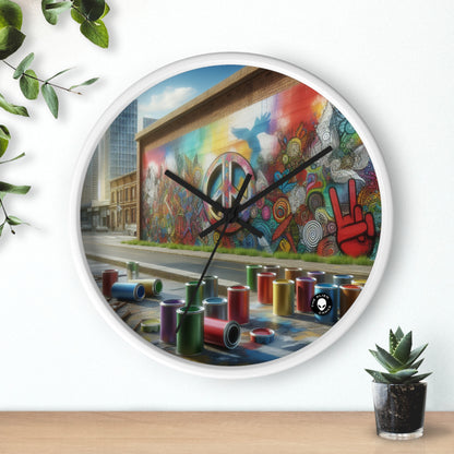 "Graffiti galáctico: un mural de arte callejero cósmico" - The Alien Wall Clock Street Art