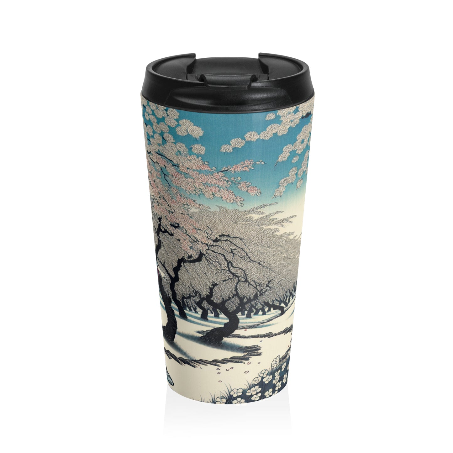 "Blossoming Sky" - Taza de viaje de acero inoxidable alienígena Ukiyo-e (impresión en madera japonesa)