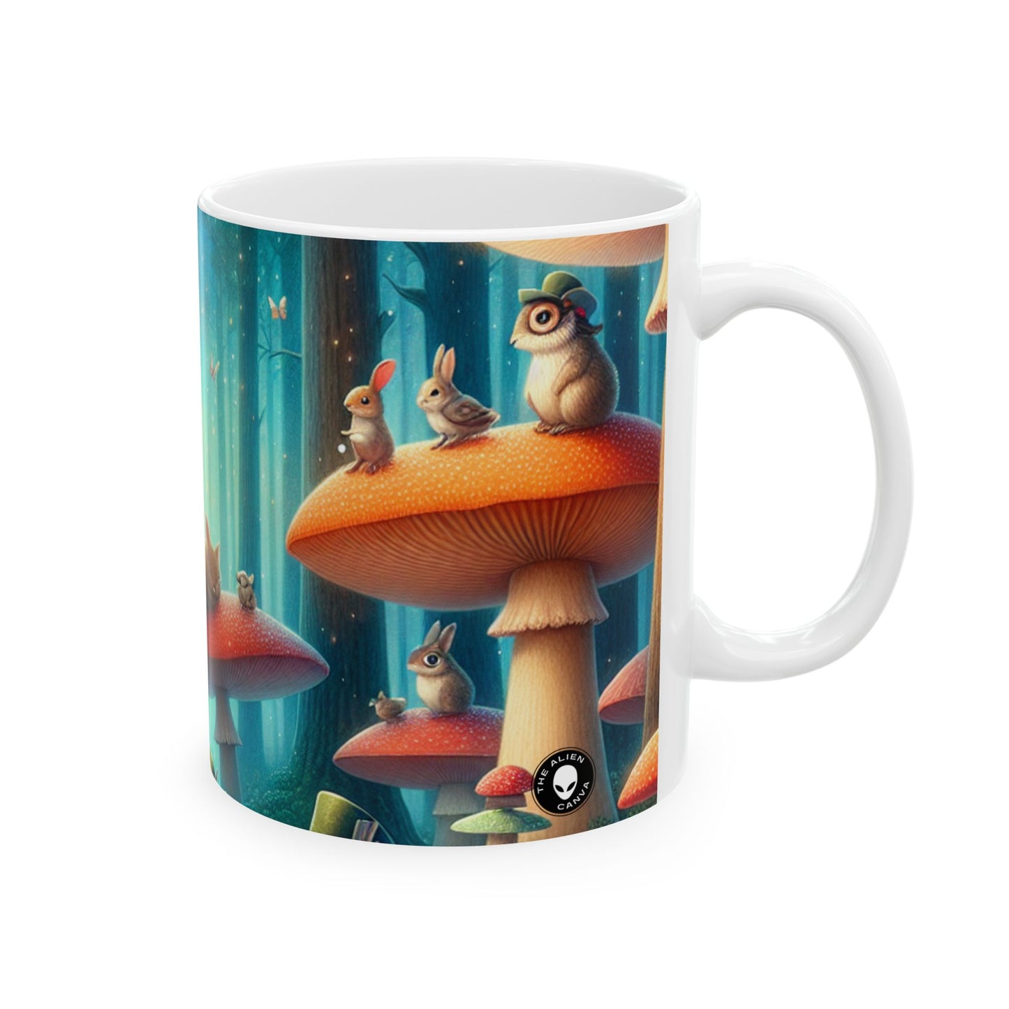 « Mushroom Wonderland : une soirée thé magique » – Tasse en céramique Alien 11 oz