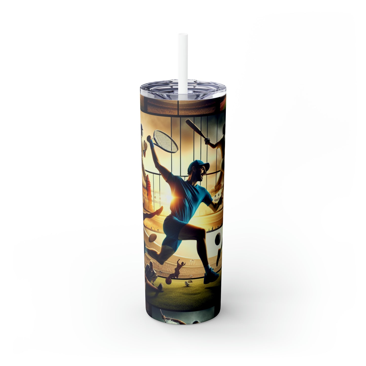 « Synthèse sportive : une œuvre d'art vidéo » - The Alien Maars® Skinny Tumbler with Straw 20oz Video Art Style